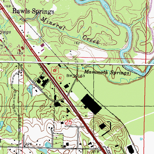 Topographic Map of Monroe Station (historical), MS