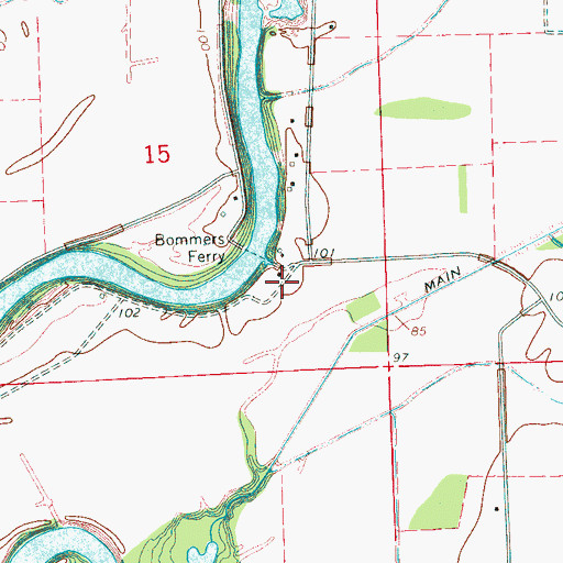 Topographic Map of Bommers, MS