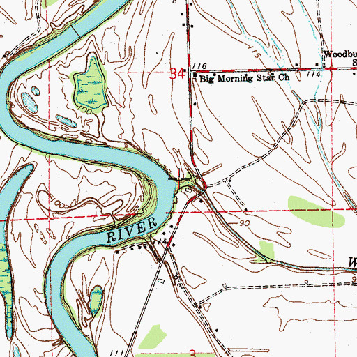 Topographic Map of Wildcat Bayou, MS