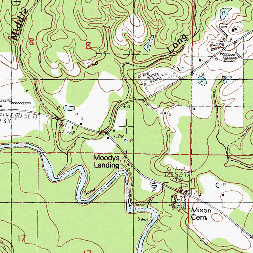Topographic Map of Moodys Landing Recreation Area, MS