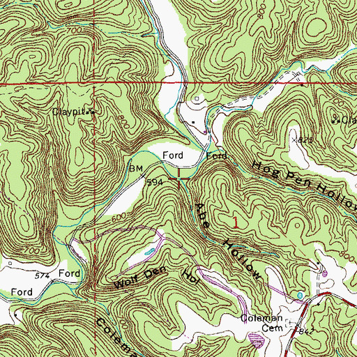 Topographic Map of Abe Hollow, MO