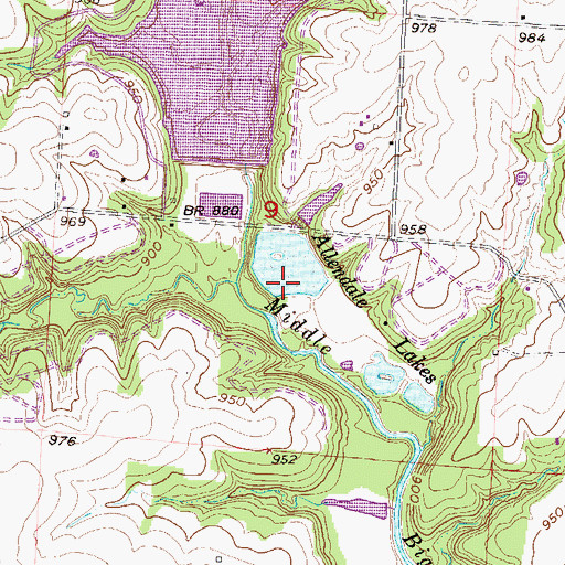 Topographic Map of Allendale Lakes, MO