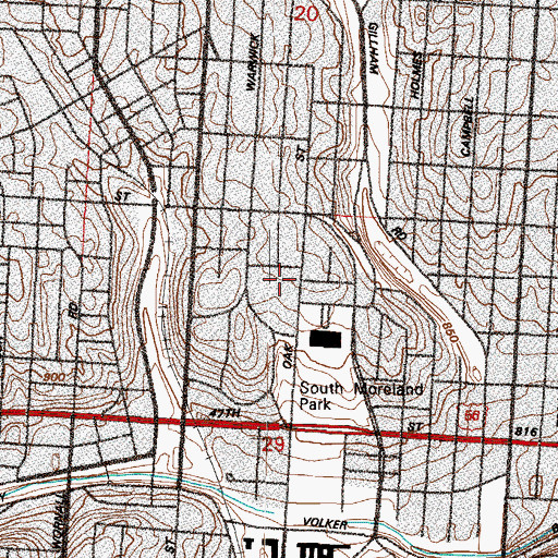 Topographic Map of Kansas City Art Institute, MO