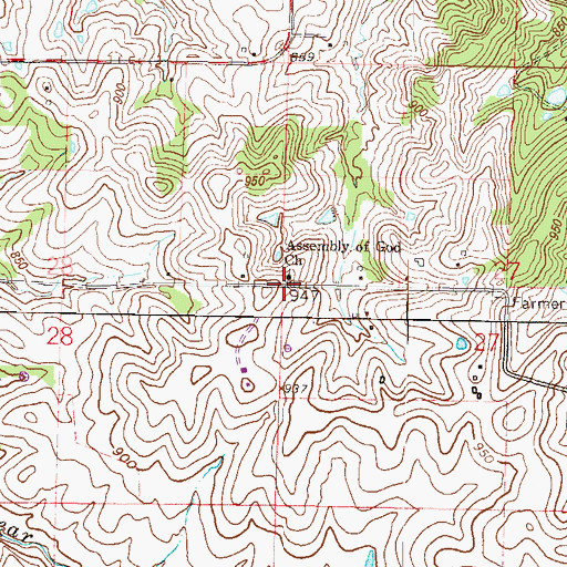 Topographic Map of Assembly of God Church, MO