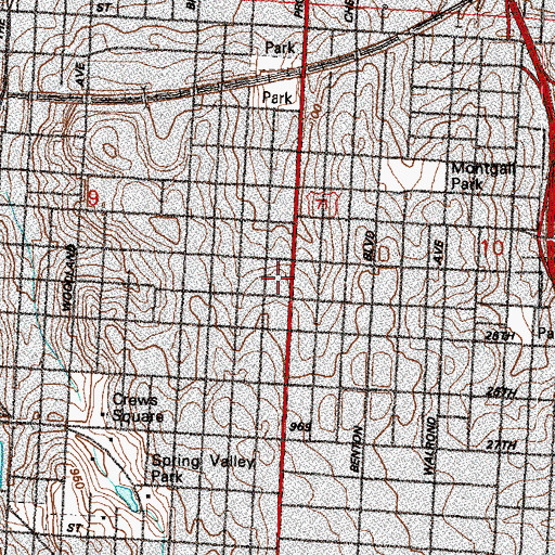 Topographic Map of Attucks Elementary School, MO