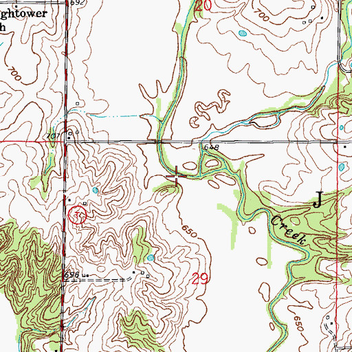 Topographic Map of Baker Branch, MO