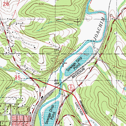 Topographic Map of Ball Branch, MO