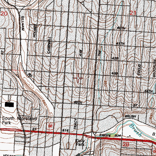 Topographic Map of Bancroft Elementary School (historical), MO