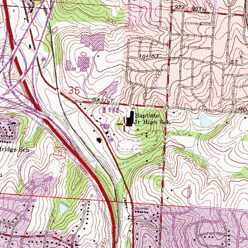 Topographic Map of Baptiste Educational Center, MO