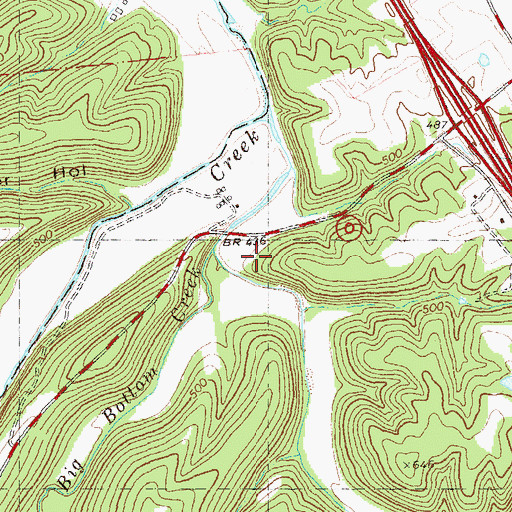 Topographic Map of Big Bottom Creek, MO
