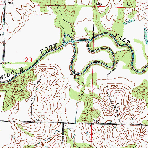Topographic Map of Big Branch, MO