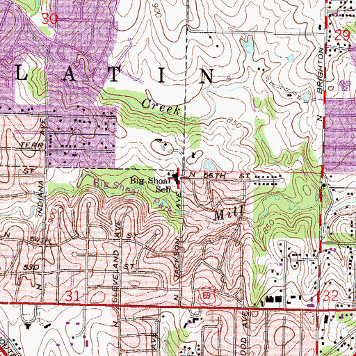 Topographic Map of Big Shoal School, MO