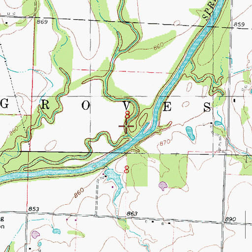 Topographic Map of Blackberry Creek, MO