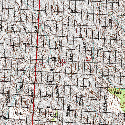 Topographic Map of Blessed Sacrament School, MO