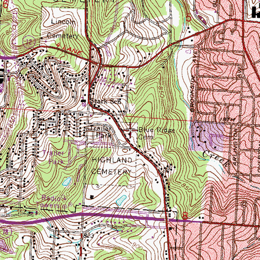 Topographic Map of Kehilath Israel Blue Ridge Cemetery, MO