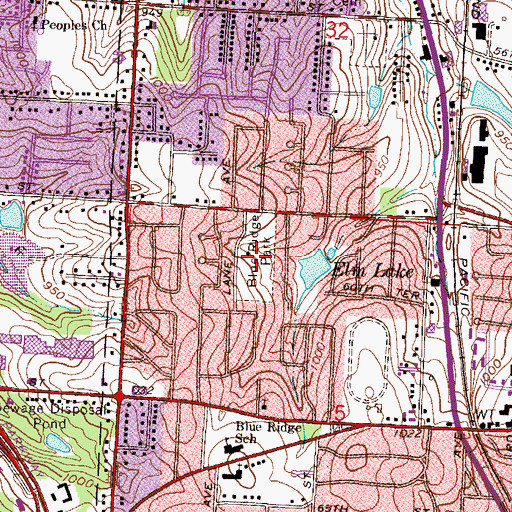 Topographic Map of Blue Ridge Park, MO