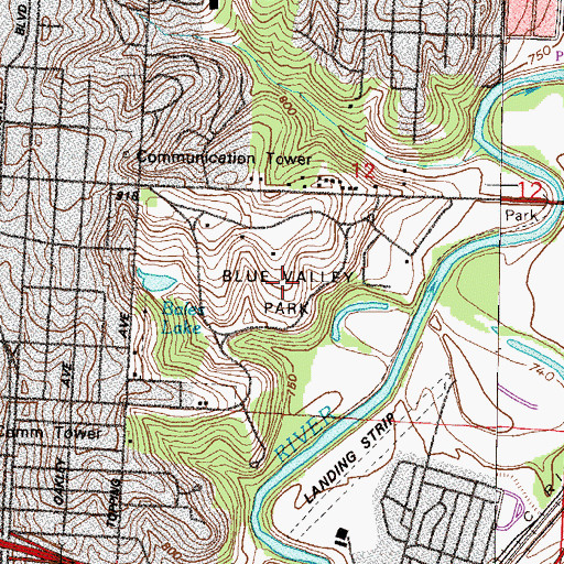Topographic Map of Blue Valley Park, MO