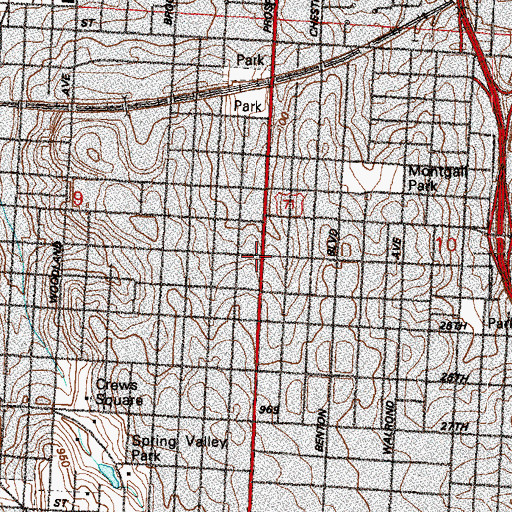 Topographic Map of Booker T Washington School, MO