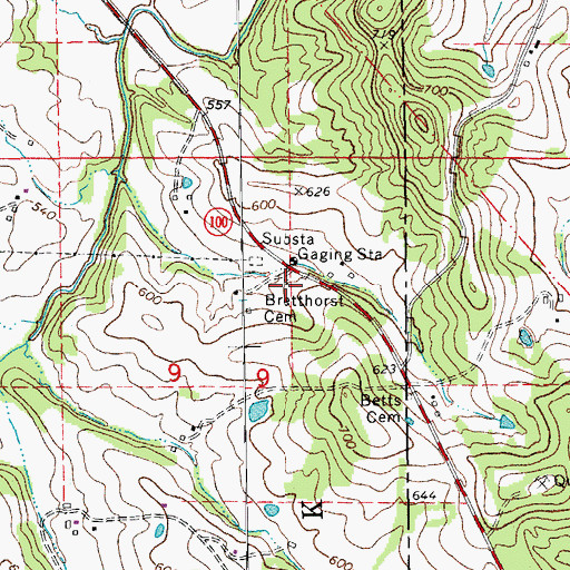 Topographic Map of Bretthorst Cemetery, MO