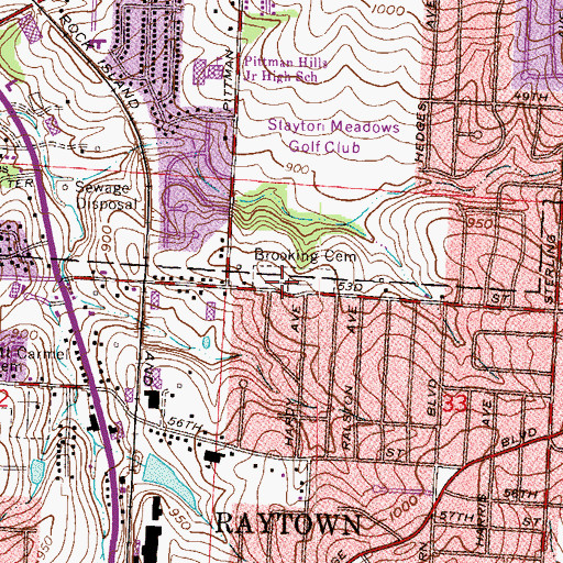 Topographic Map of Brooking Cemetery, MO