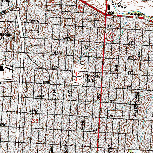 Topographic Map of Brooklyn Park, MO