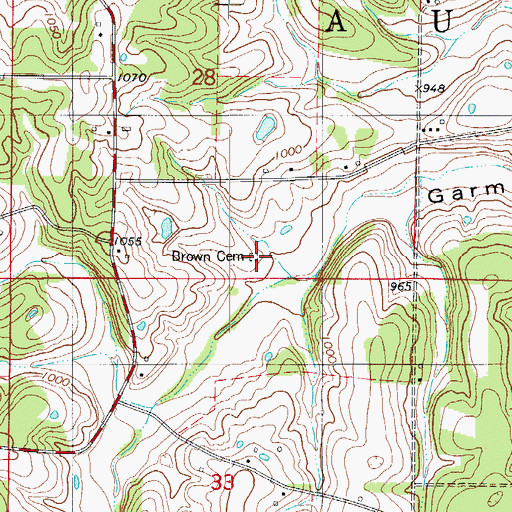 Topographic Map of Brown Cemetery, MO