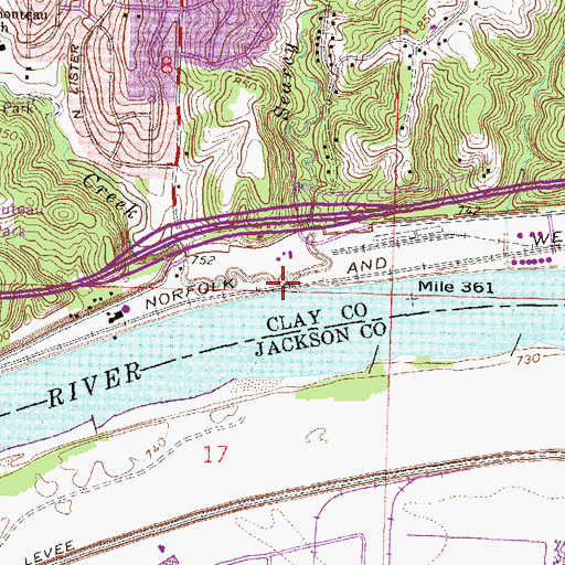 Topographic Map of Buckeye Creek, MO