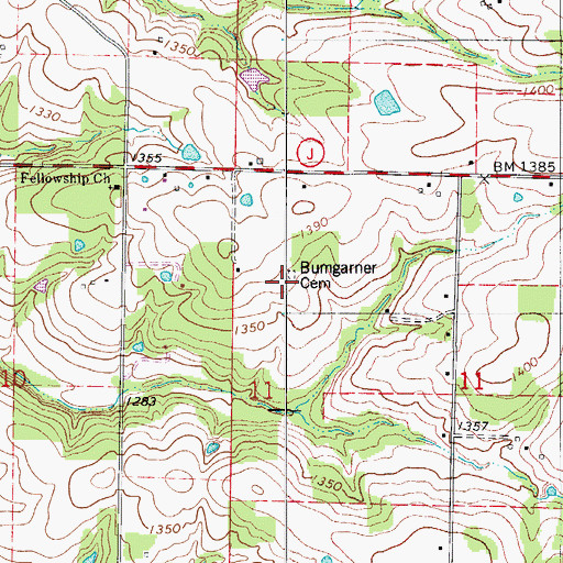 Topographic Map of Bumgarner Cemetery, MO