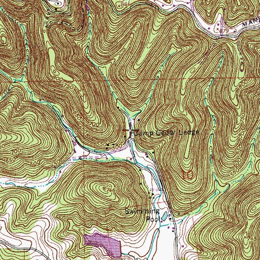 Topographic Map of Camp Cedar Ledge, MO