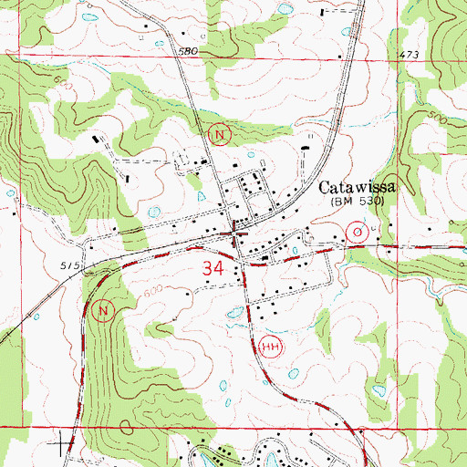 Topographic Map of Catawissa, MO