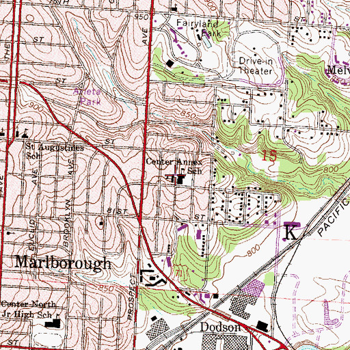 Topographic Map of Center Annex School, MO