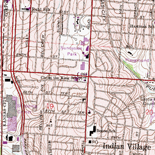 Topographic Map of Christ the King School, MO