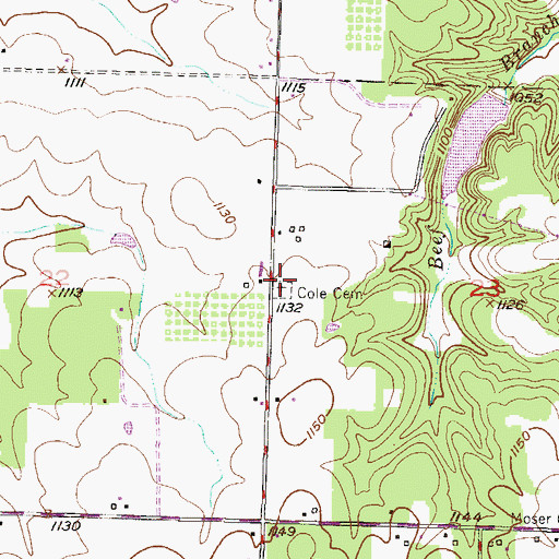 Topographic Map of Cole Cemetery, MO