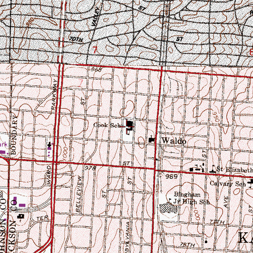 Topographic Map of Hale Cook Elementary School, MO