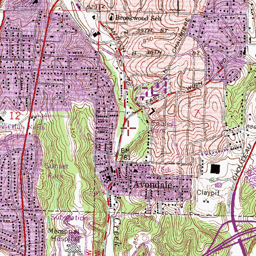 Topographic Map of Cooley Park, MO