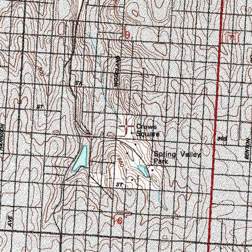 Topographic Map of Crews Square, MO