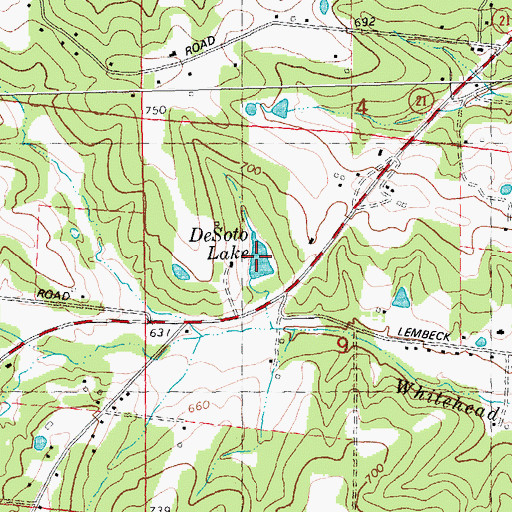 Topographic Map of DeSoto Lake, MO