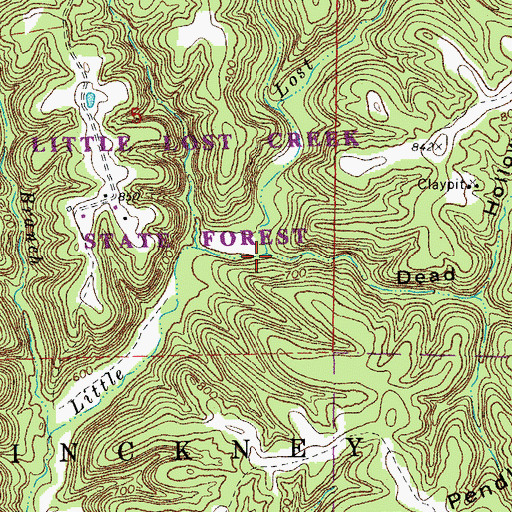Topographic Map of Dead Hollow, MO