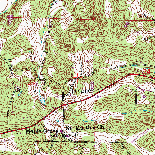 Topographic Map of Dittmer, MO