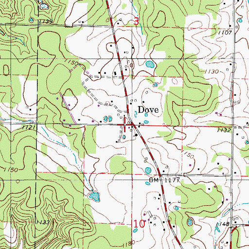 Topographic Map of Dove, MO