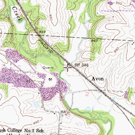 Topographic Map of East Branch, MO