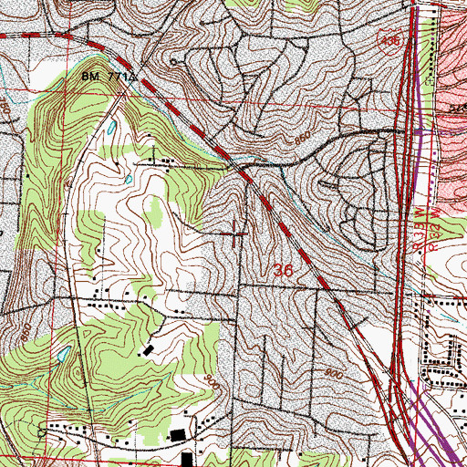 Topographic Map of East Brook Church, MO