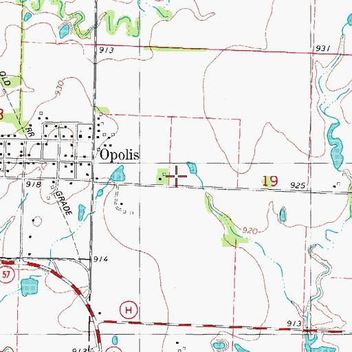 Topographic Map of East Opolis School (historical), MO