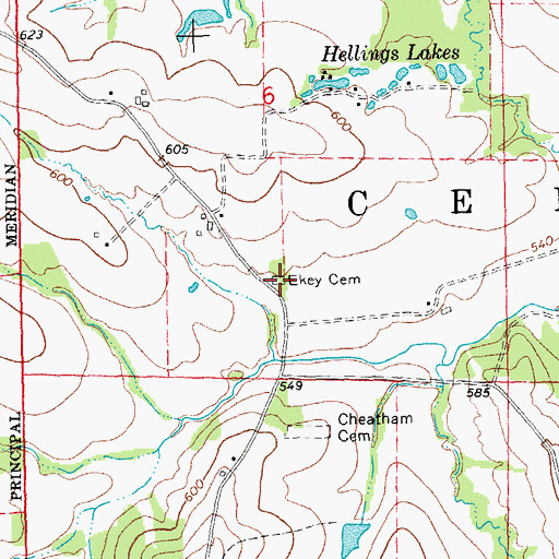 Topographic Map of Ekey Cemetery, MO
