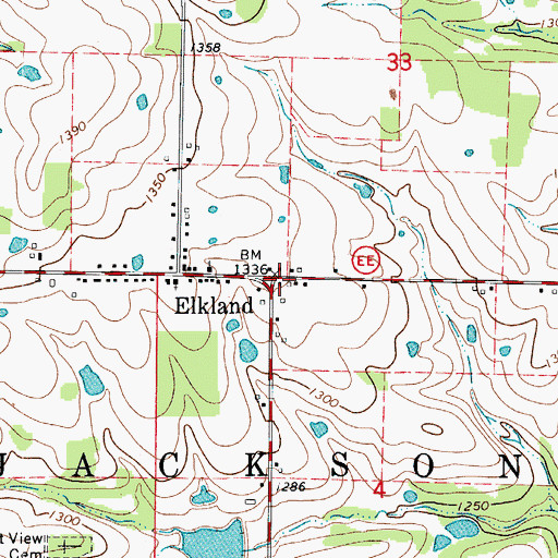 Topographic Map of Elkland, MO