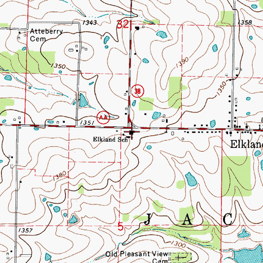 Topographic Map of Elkland School, MO
