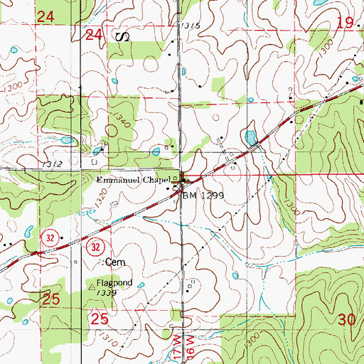 Topographic Map of Emmanuel Chapel, MO