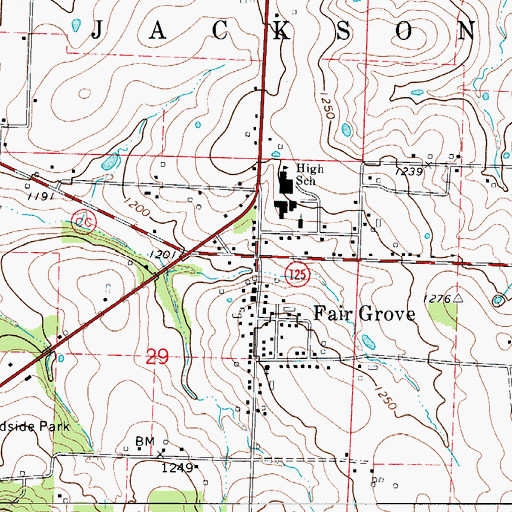 Topographic Map of Fair Grove, MO