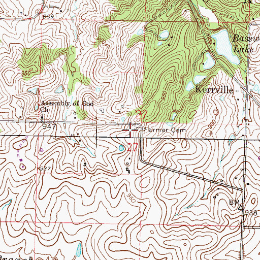 Topographic Map of Farmer Cemetery, MO