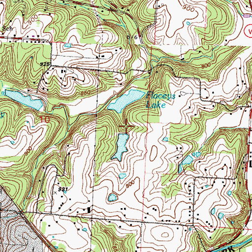 Topographic Map of Flaceys Lake, MO